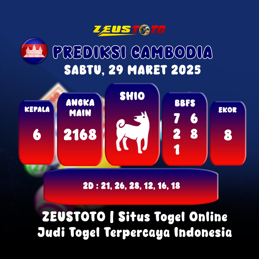 PREDIKSI TOGEL CAMBODIA HARI INI 29 MARET 2025