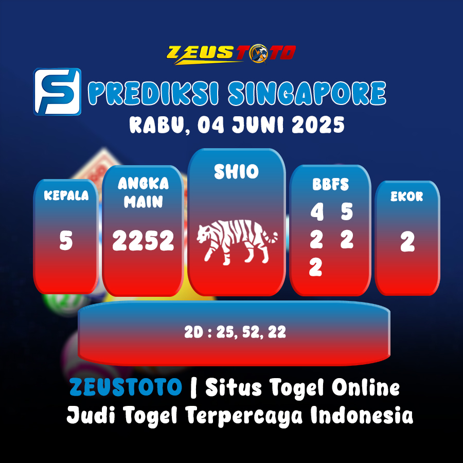PREDIKSI TOGEL SINGAPORE HARI INI 04 JUNI 2025