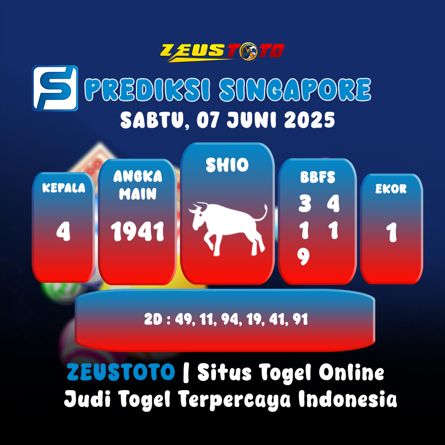 PREDIKSI TOGEL SINGAPORE HARI INI 07 JUNI 2025
